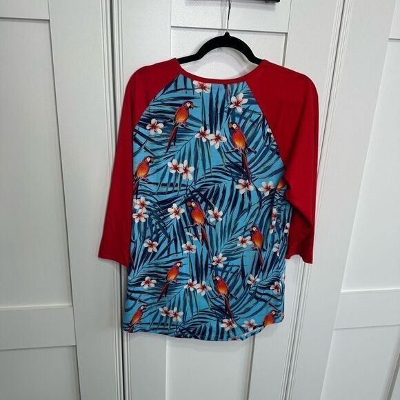 Lularoe L Tropical Parrots T Shirt Randy 3/4 Sleeve q1 - Picture 4 of 4